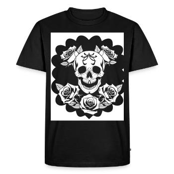 Horreur Crâne Crâne Art Crâne Gothique Heavy Metal - T-shirt Premium bio Homme - noir - Devant - Nico (187cm)