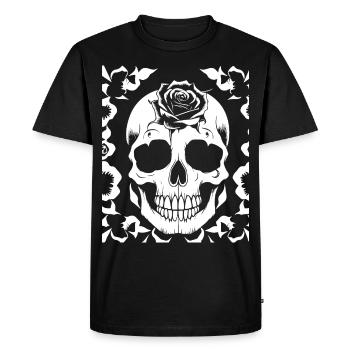 Horreur Crâne Crâne Art Crâne Gothique Heavy Metal - T-shirt Premium bio Homme - noir - Devant - Nico (187cm)