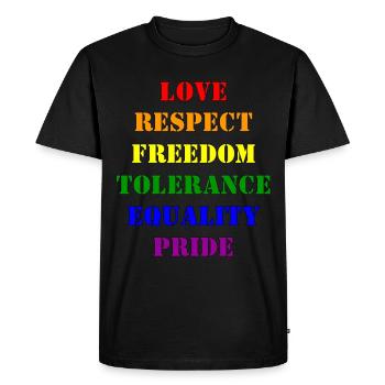 Pride 2023 Rainbow words and colors - Men's Premium Organic T-Shirt - black - Front - Nico (187cm)