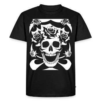 Horreur Crâne Crâne Art Crâne Gothique Heavy Metal - T-shirt Premium bio Homme - noir - Devant - Nico (187cm)