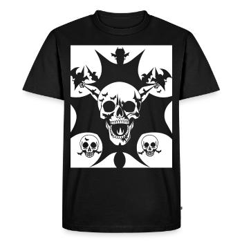 Horreur Crâne Crâne Art Crâne Gothique Heavy Metal - T-shirt Premium bio Homme - noir - Devant - Nico (187cm)