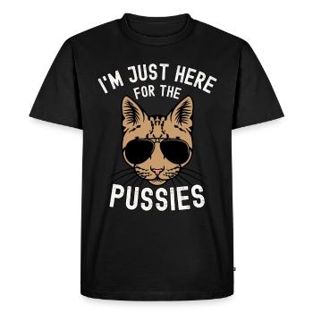Je ne suis là que pour les chats. - T-shirt Premium bio Homme - noir - Devant - Nico (187cm)