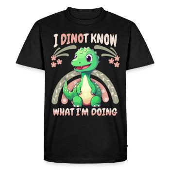 Drôle de dinosaure disant, bébé Dino, arc-en-ciel - T-shirt Premium bio Homme - noir - Devant - Nico (187cm)
