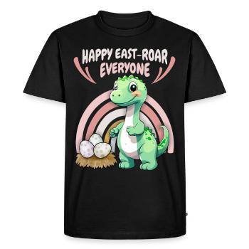 Pâques, dinosaure, bébé Dino avec oeuf de Pâques, dictant - T-shirt Premium bio Homme - noir - Devant - Nico (187cm)