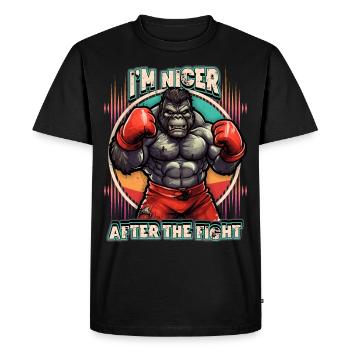 Drôle de gorille, singe comme boxeur, dicton de boxe - T-shirt Premium bio Homme - noir - Devant - Nico (187cm)