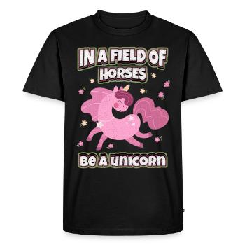 Licorne drôle dictant, Licorne rose Licorne - T-shirt Premium bio Homme - noir - Devant - Nico (187cm)