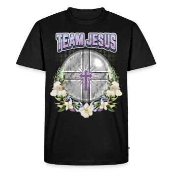 Jesus Christ Saying Vintage Orchids Team Jesus - Men's Premium Organic T-Shirt - black - Front - Nico (187cm)