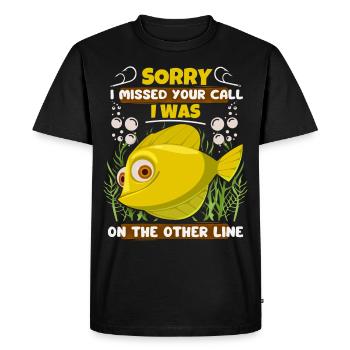 Pêche Pêche, Poisson Comique Avec Hameçon, Dire - T-shirt Premium bio Homme - noir - Devant - Nico (187cm)