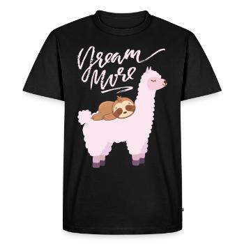 Llama Llama with Sloth, Sloth Tired, Comic Saying - Men's Premium Organic T-Shirt - black - Front - Nico (187cm)
