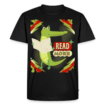 Drôle De Crocodile, Lecture, Livre, Journal Dire - T-shirt Premium bio Homme - noir - Devant - Nico (187cm)