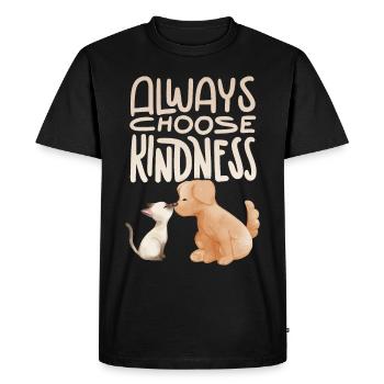 Chien et chat disant, citation de motivation gentillesse - T-shirt Premium bio Homme - noir - Devant - Nico (187cm)