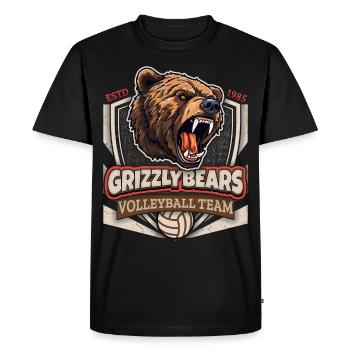 Volley-ball, Équipe des Grizzly-Bears, Logo Grizzlybären - T-shirt Premium bio Homme - noir - Devant - Nico (187cm)