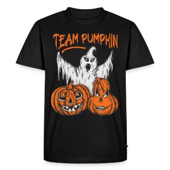 Ghost and Pumpkins, Saying Team Pumpkin Ghost - Men's Premium Organic T-Shirt - black - Front - Nico (187cm)
