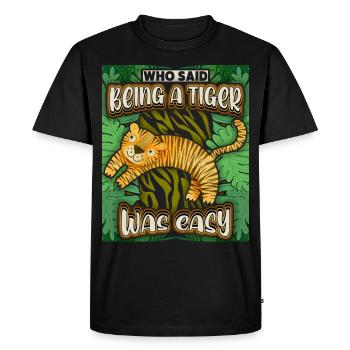 Tigre drôle disant, chat de la jungle kawaii - T-shirt Premium bio Homme - noir - Devant - Nico (187cm)