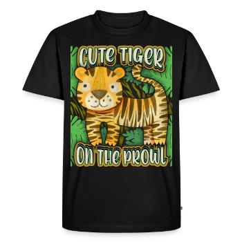 Tigre de la jungle, dicton drôle, tigre kawaii - T-shirt Premium bio Homme - noir - Devant - Nico (187cm)