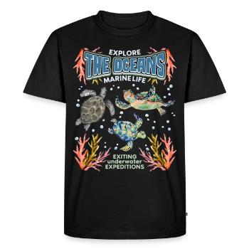 Tortue de mer, océan, mer Vintage affiche, affiche - T-shirt Premium bio Homme - noir - Devant - Nico (187cm)