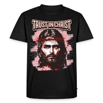 Jésus-Christ avec la couronne d’épines dicton chrétien - T-shirt Premium bio Homme - noir - Devant - Nico (187cm)