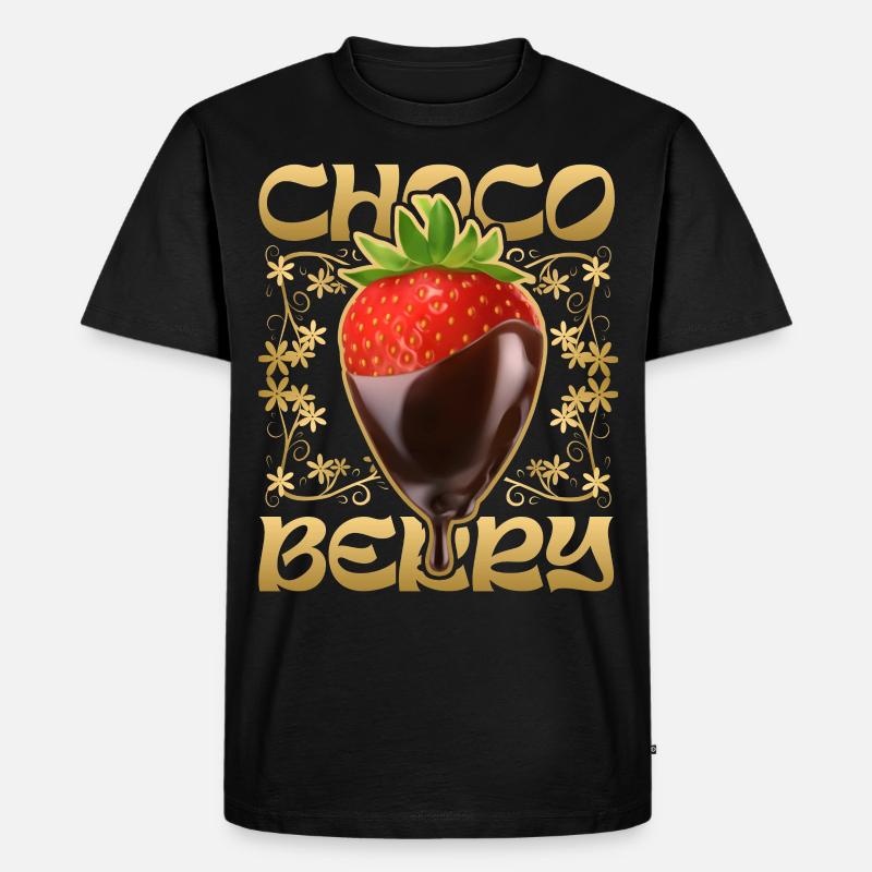 Erdbeere mit Schokolade - Männer Premium Bio T-Shirt - Schwarz