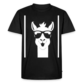 Funny Llama Wearing Sunglasses Cool Llamas - Men's Premium Organic T-Shirt - black - Front - Nico (187cm)