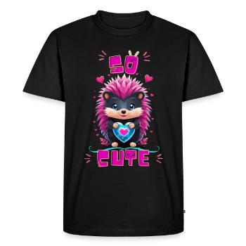 Hérisson cœur bleu - So cute - T-shirt Premium bio Homme - noir - Devant - Nico (187cm)