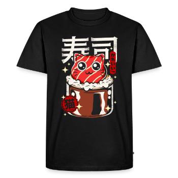 Japon - chat sushi mignon - T-shirt Premium bio Homme - noir - Devant - Nico (187cm)