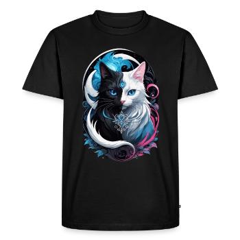 Chat fantasy yin et yang - T-shirt Premium bio Homme - noir - Devant - Nico (187cm)