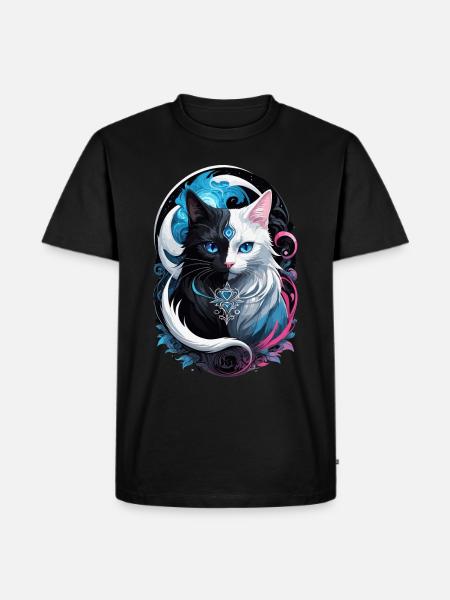 Yin and yang fantasy cat - Men's Premium Organic T-Shirt - black