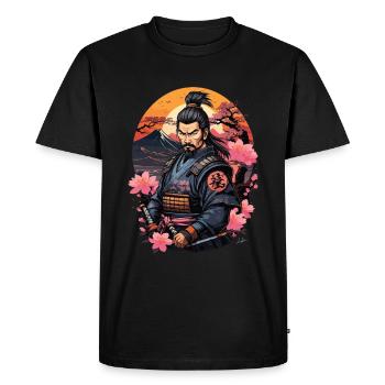 Samouraï japon cerisier - T-shirt Premium bio Homme - noir - Devant - Nico (187cm)