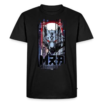 Loup argent cyborg Géométrique - T-shirt Premium bio Homme - noir - Devant - Nico (187cm)