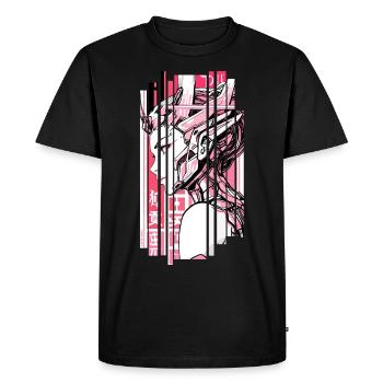 Woman cyberpunk rose Géométrique japan - T-shirt Premium bio Homme - noir - Devant - Nico (187cm)