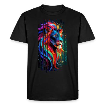 Multicolored Geometric Lion - Men's Premium Organic T-Shirt - black - Front - Nico (187cm)