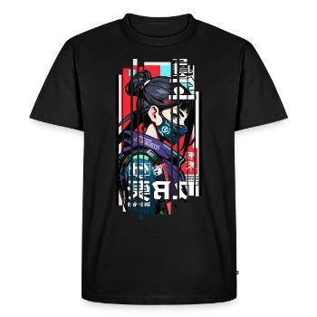 Ver.1 - Cyborg Japan red blue kanji - Men's Premium Organic T-Shirt - black - Front - Nico (187cm)