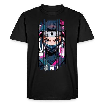 Cyborg ninja kanji - T-shirt Premium bio Homme - noir - Devant - Nico (187cm)