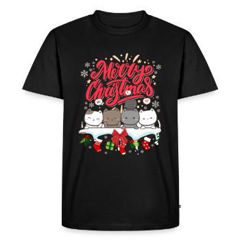 Cute Christmas cat - Cute christmas cat - Men's Premium Organic T-Shirt - black - Front - Nico (187cm)