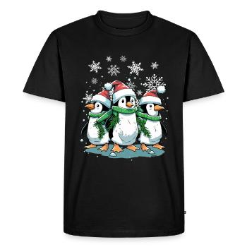 Cute Christmas Penguin - Cute Christmas Penguin - Men's Premium Organic T-Shirt - black - Front - Nico (187cm)