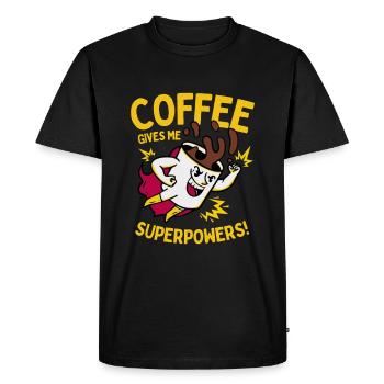 Le café me donne des superpouvoirs - T-shirt Premium bio Homme - noir - Devant - Nico (187cm)