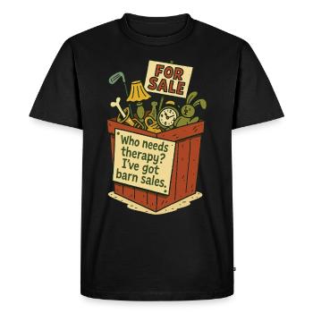 Brocante Marché Vide-grenier Thérapie Vintage Rétro - T-shirt Premium bio Homme - noir - Devant - Nico (187cm)
