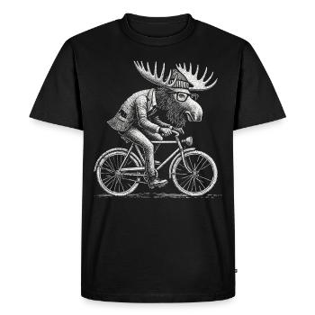 Motif de vélo amusant avec orignal pour les cyclistes amateurs - T-shirt Premium bio Homme - noir - Devant - Nico (187cm)