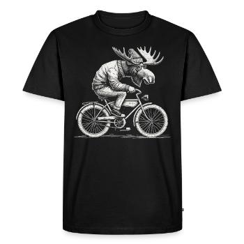 Retro Bicycle Moose Design for Cyclists with Humor - Men's Premium Organic T-Shirt - black - Front - Nico (187cm)