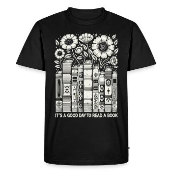 rat de bibliothèque rat de bibliothèque amateur de livres Livre drôle - T-shirt Premium bio Homme - noir - Devant - Nico (187cm)