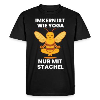 Bee beekeeper yoga only with sting funny saying - Men's Premium Organic T-Shirt - black - Front - Nico (187cm)
