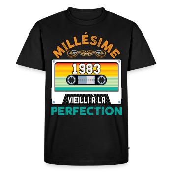 anniversaire 38 ans perfection retro vintage - T-shirt Premium bio Homme - noir - Devant - Nico (187cm)