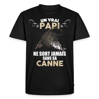 Papi canne à pêche - T-shirt Premium bio Homme - noir - Devant - Nico (187cm)