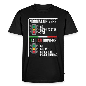 Funny Italian driver Italy lover - Men's Premium Organic T-Shirt - black - Front - Nico (187cm)