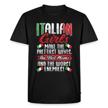 Drôle de fille italienne italienne - T-shirt Premium bio Homme - noir - Devant - Nico (187cm)
