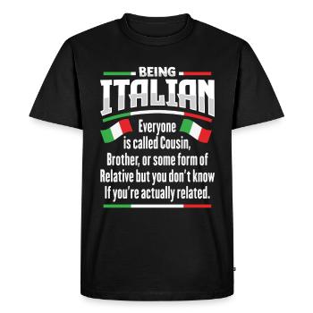 Funny Italian Italy lover - Men's Premium Organic T-Shirt - black - Front - Nico (187cm)