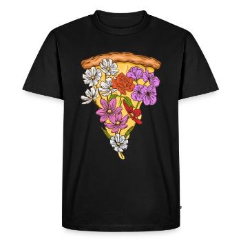 Pizza Slice Flower Pizza Lover - T-shirt Premium bio Homme - noir - Devant - Nico (187cm)