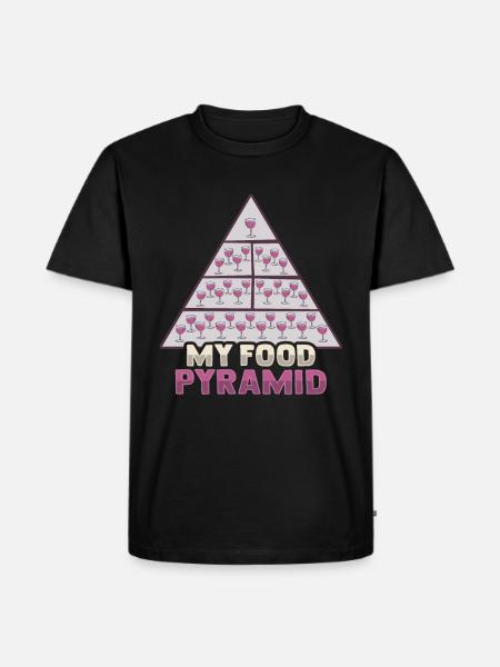 Lustiges Lebensmittelpyramide Rotweintrinker - Männer Premium Bio T-Shirt - Schwarz