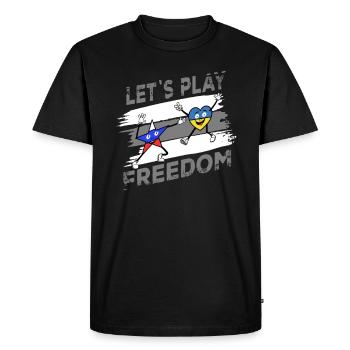 Peace in Ukraine - Men's Premium Organic T-Shirt - black - Front - Nico (187cm)