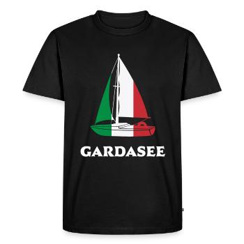 Lac de Garde Voile Italie Voilier Marin - T-shirt Premium bio Homme - noir - Devant - Nico (187cm)